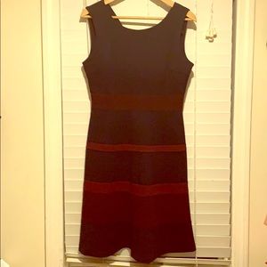 Navy & burgundy fit flare dress